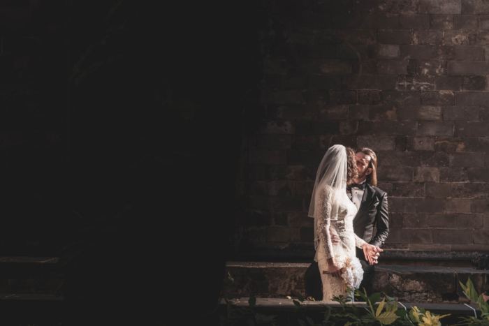 Small black and white wedding moment